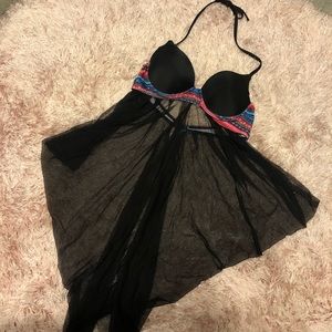 Sexy black bikini top w/ attached cover up